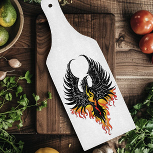Vuur Phoenix Rijzende Vuurvogel Zwarte Stam Vlamme Snijplank