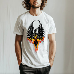 Vuur Phoenix Rijzende Vuurvogel Zwarte Stam Vlamme T-shirt