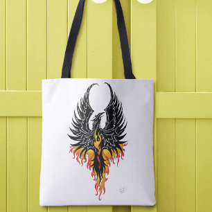 Vuur Phoenix Rijzende Vuurvogel Zwarte Stam Vlamme Tote Bag