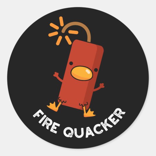 Vuur Quacker Grappig Vuurwerk Pun Dark BG Ronde Sticker (Voorkant)