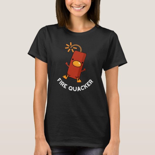 Vuur Quacker Grappig Vuurwerk Pun Dark BG T-shirt (Voorkant)