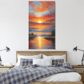 Vuur Rivier: Serene Zonsondergang Reflecties Canvas Afdruk (Insitu (Slaapkamer))
