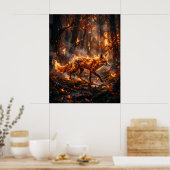 Vuur Rood Vos Gloeiend Bos Poster (Keuken)