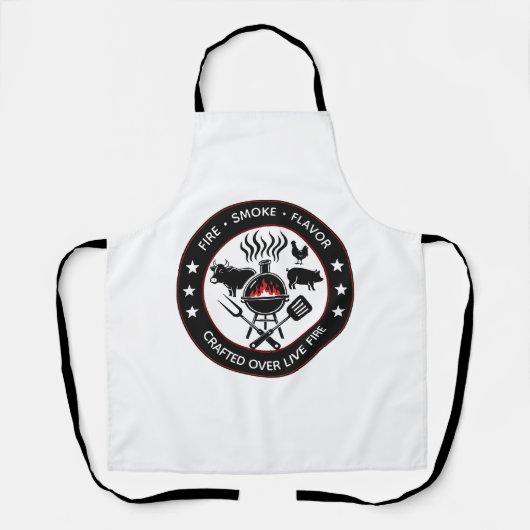 Vuur Rook Smaak BBQ Grill Embleem Schort (Voorkant)