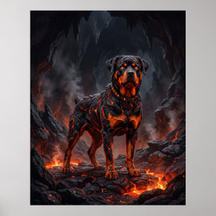 Vuur Rottweiler Gesmolten Smederij Hond Kunst Poster
