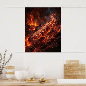 Vuur Salamander Gesmolten Grot Poster (Keuken)
