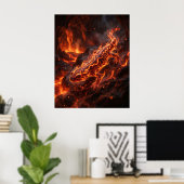 Vuur Salamander Gesmolten Grot Poster (Thuiskantoor)