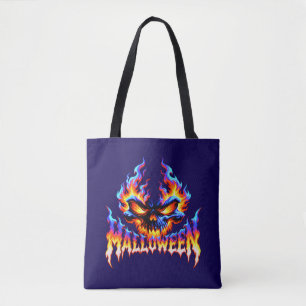 Vuur schedel Halloween vlam ontwerp Tote Bag