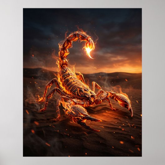 Vuur Schorpioen Brandend Zand Poster (Voorkant)