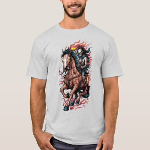 Vuur Skelet Ruiter op een Galopperend Paard T-shirt