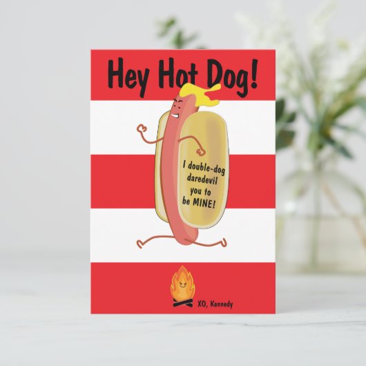 Vuur Springen Hot Kinder School Valentijnsdag Kaar Bedankkaart (Staand voorkant)