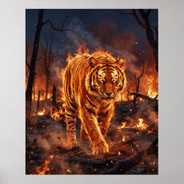 Vuur Tijger Brandende Wildernis Poster