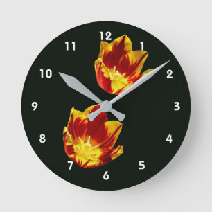 Vuur Tulpen Bloemen Ronde Klok