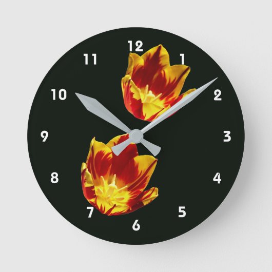 Vuur Tulpen Bloemen Ronde Klok (Voorkant)