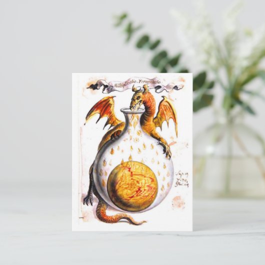 Vuur van de draak in de erlenmeyer briefkaart (Staand voorkant)