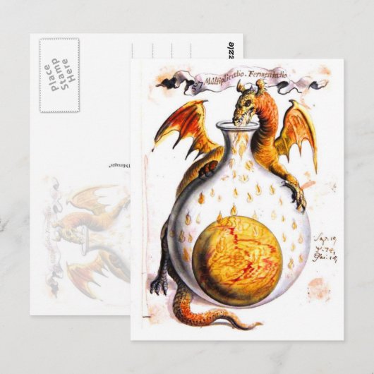 Vuur van de draak in de erlenmeyer briefkaart (Voorkant / Achterkant)