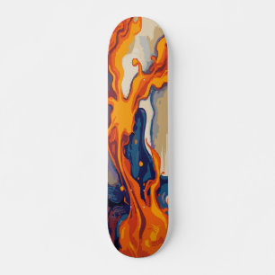 Vuur Vlam Schilderen Abstracte Kunst op Blauw en B Persoonlijk Skateboard