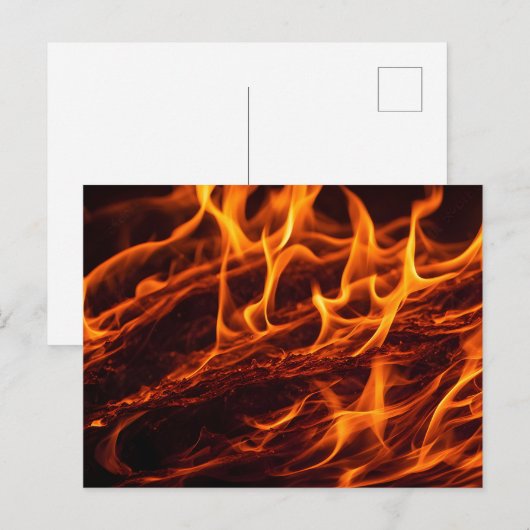 Vuur vlammacro in open haard briefkaart (Voorkant / Achterkant)