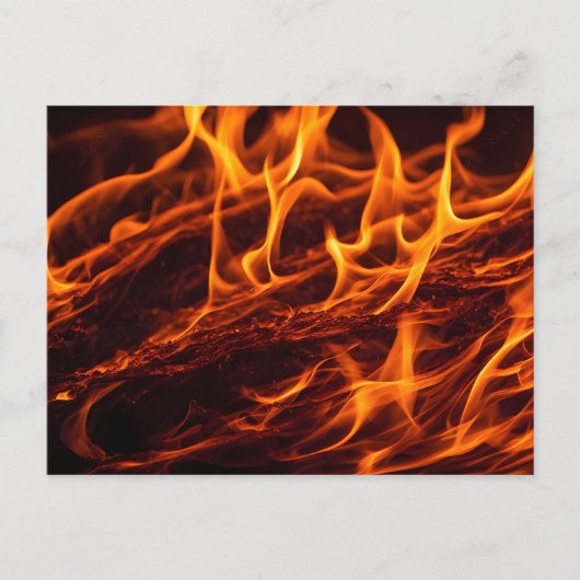 Vuur vlammacro in open haard briefkaart (Voorkant)