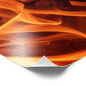 Vuur vlammacro in open haard foto afdruk (Hoek)