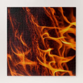 Vuur vlammacro in open haard legpuzzel (Horizontaal)