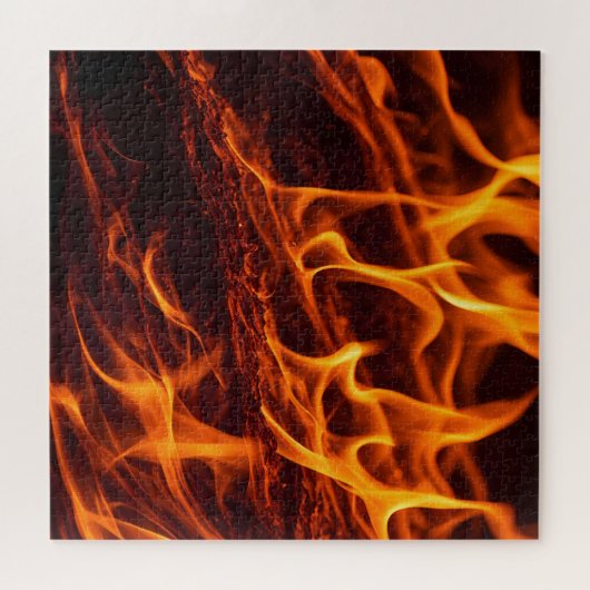 Vuur vlammacro in open haard legpuzzel (Horizontaal)