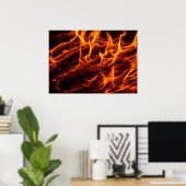 Vuur vlammacro in open haard poster (Thuiskantoor)