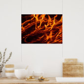 Vuur vlammacro in open haard poster (Keuken)