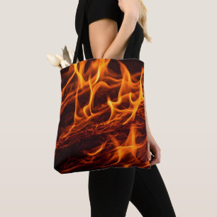 Vuur vlammacro in open haard tote bag