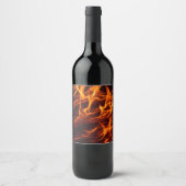 Vuur vlammacro in open haard wijn etiket (Voorkant)