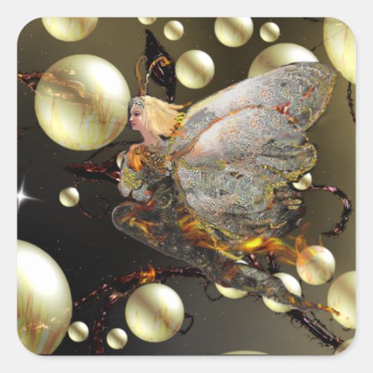 Vuur vliegen! vierkante sticker (Voorkant)