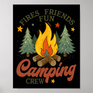 Vuur Vrienden Pret Kampeerploeg Kampvuur Buiten Ad Poster