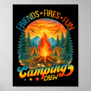 Vuur Vrienden Pret Kampeerploeg Zomer Kamp Kampvuu Poster