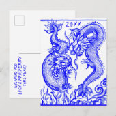 Vuur & Water Draken Chinese Elk Nieuwjaar Zodiac Feestdagenkaart (Voorkant / Achterkant)