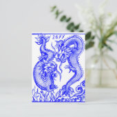 Vuur & Water Draken Chinese Elk Nieuwjaar Zodiac Feestdagenkaart (Staand voorkant)