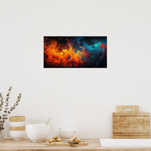 Vuur Waterenergie Moderne Kunst Poster (Keuken)