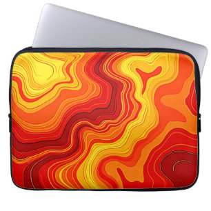 Vuurachtige Abstracte Topografie Kunst Laptop Sleeve