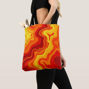 Vuurachtige Abstracte Topografie Kunst Tote Bag