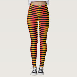 Vuurachtige Fee Oranje Roze en Zwart Gestreept Ver Leggings