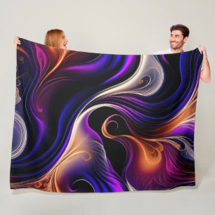 Vuurachtige Golven - Krachtig Paars, Oranje, Goud Fleece Deken