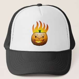 Vuurachtige Halloween Nacht met Jack O'lantern Trucker Pet