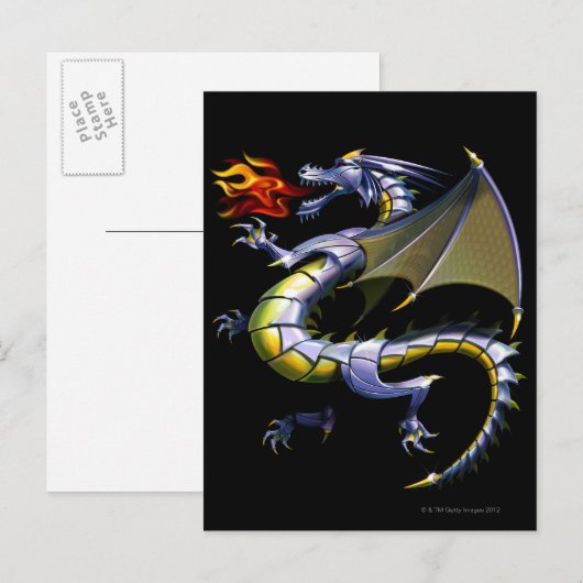 Vuurademende draak briefkaart (Voorkant / Achterkant)
