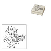 Vuurademende draak met pet rubberstempel (Gestempeld)
