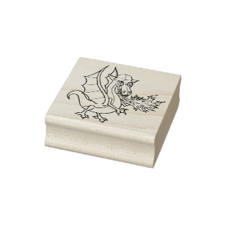 Vuurademende draak met pet rubberstempel