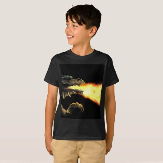 Vuurademende draak t-shirt (Voorkant volledig)