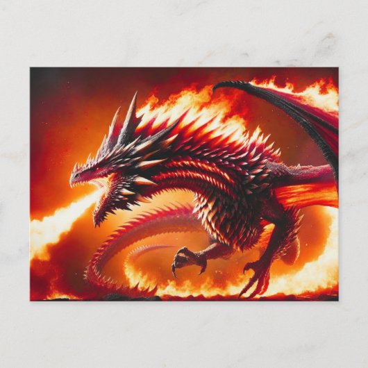 Vuurademende Dragon Briefkaart (Voorkant)