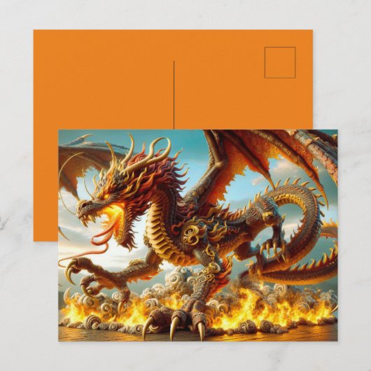 Vuurademende Dragon Briefkaart (Voorkant / Achterkant)