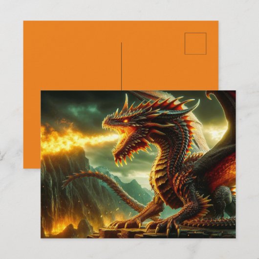Vuurademende Dragon Briefkaart (Voorkant / Achterkant)