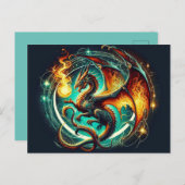 Vuurademende Dragon Briefkaart (Voorkant / Achterkant)