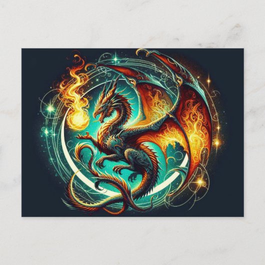 Vuurademende Dragon Briefkaart (Voorkant)